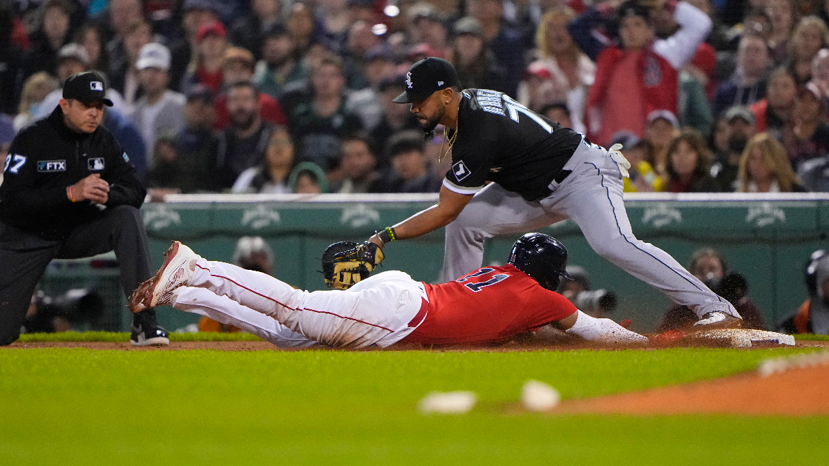 Boston Red Sox third baseman Rafael Devers and Chicago White Sox first baseman José Abreu