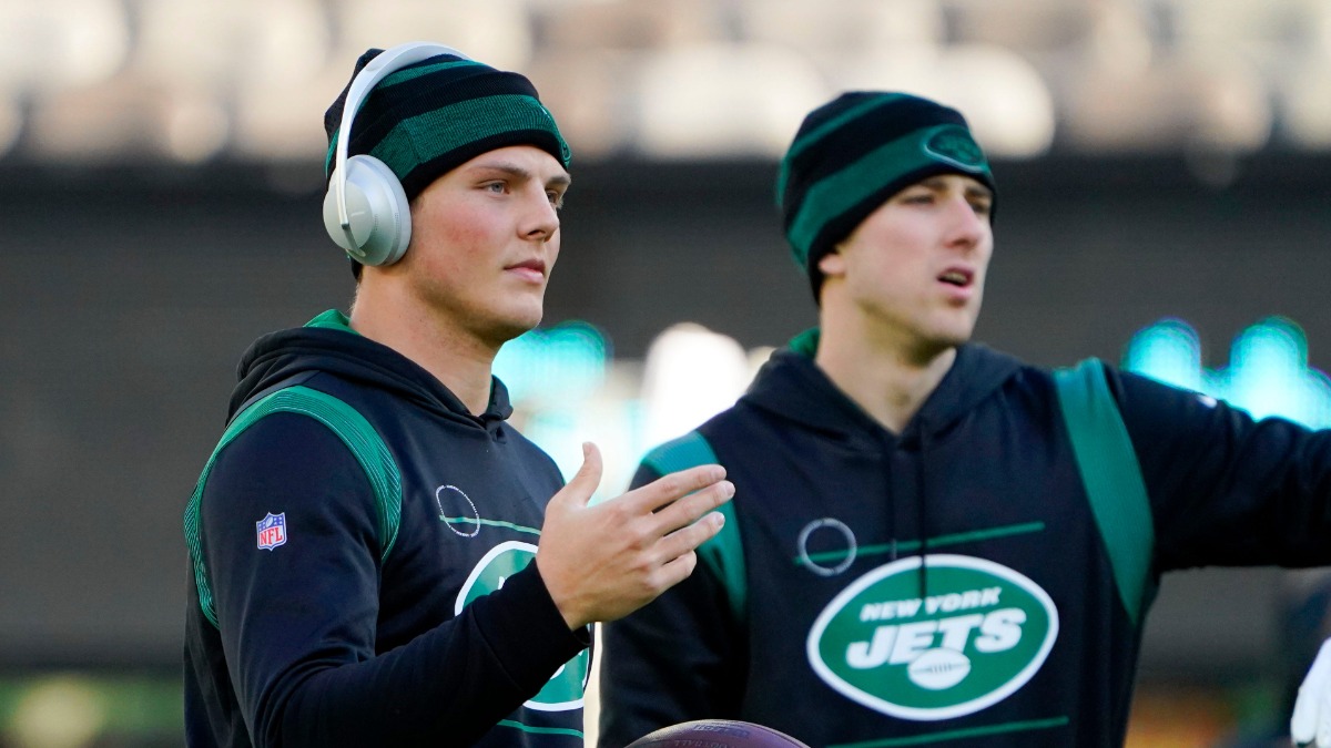 New York Jets quarterbacks Zach Wilson and Mike White