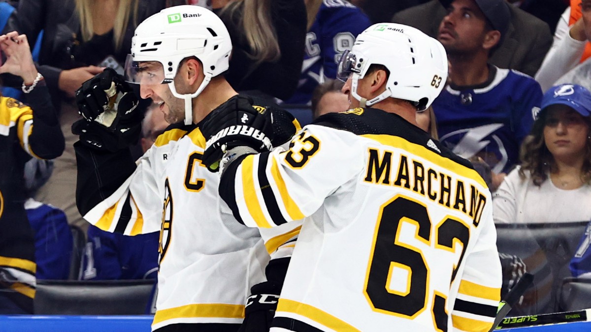 Boston Bruins left wing Brad Marchand, center Patrice Bergeron