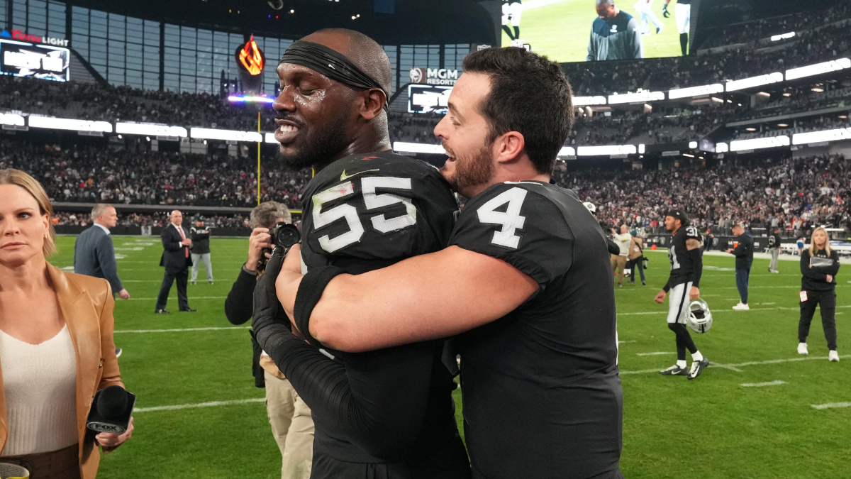 Las Vegas Raiders defensive end Chandler Jones and quarterback Derek Carr