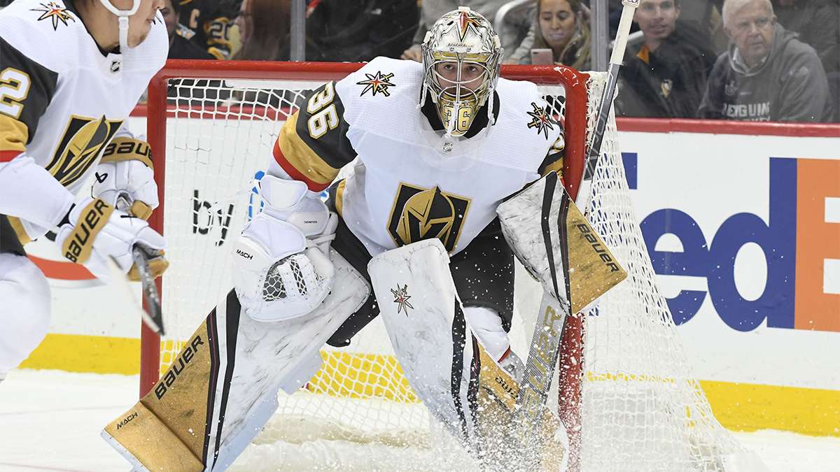 Vegas Golden Knights goalie Logan Thompson