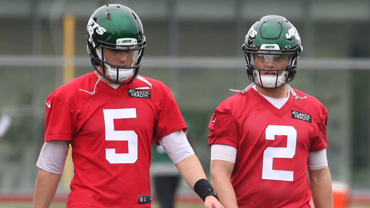 New York Jets quarterbacks Zach Wilson and Mike White