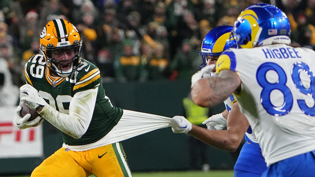 Green Bay Packers cornerback Rasul Douglas, Los Angeles Rams tight end Brycen Hopkins