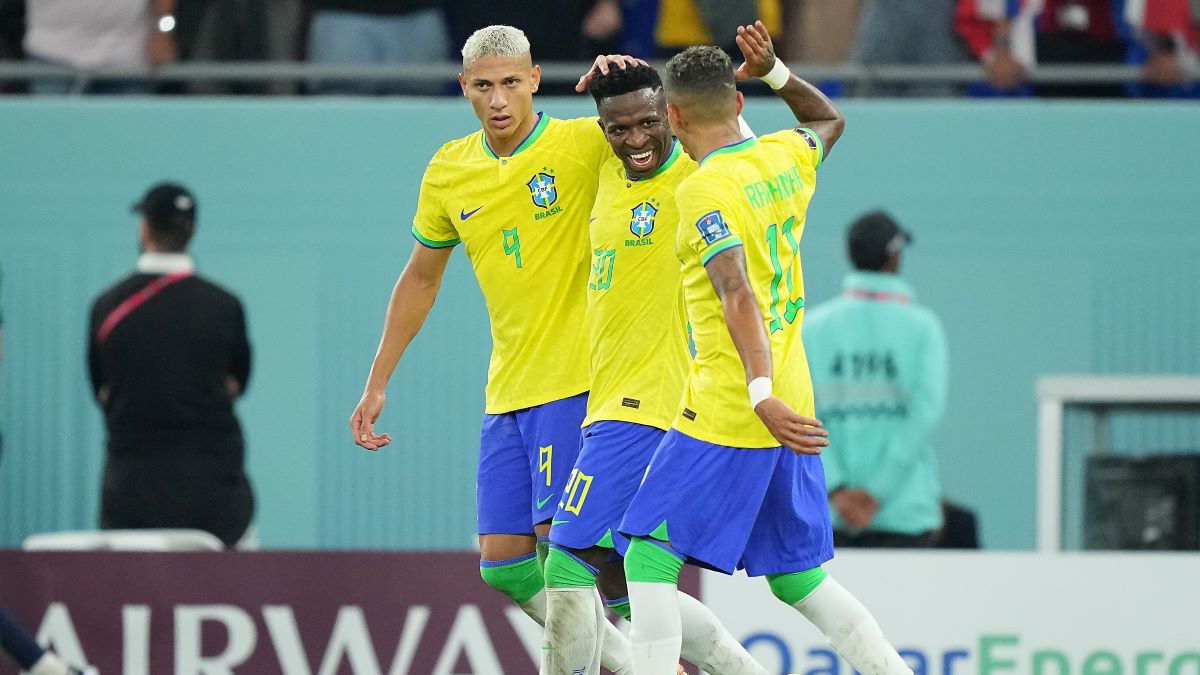 Brazil teammates Richarlison, Vini Jr., Raphinha