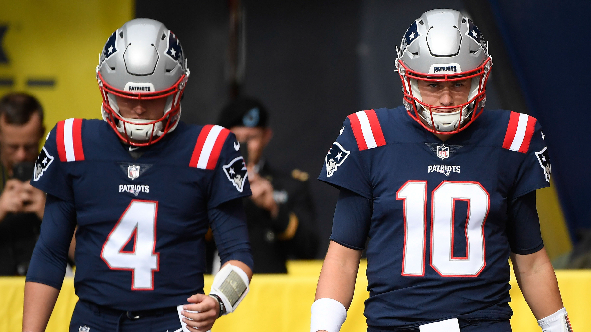 New England Patriots quarterbacks Mac Jones, Bailey Zappe