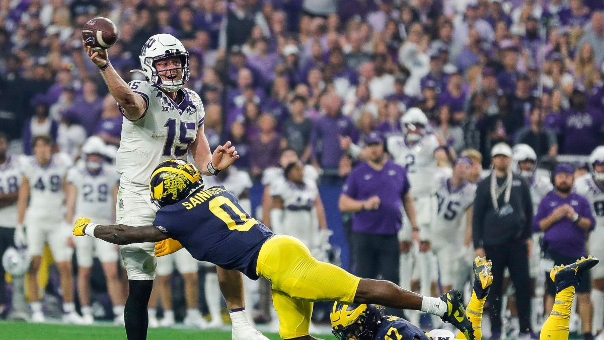 TCU quarterback Max Duggan, Michigan quarterback Mike Sainristil