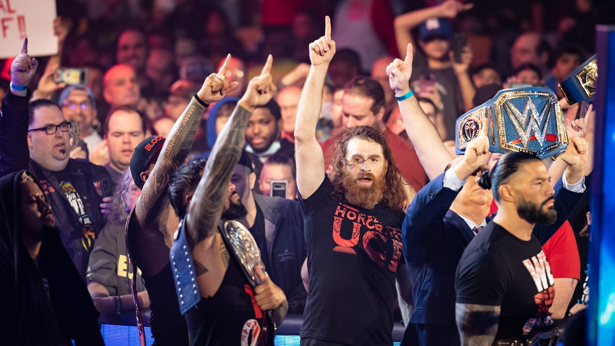 WWE Superstars Roman Reigns, Sami Zayn and The Usos
