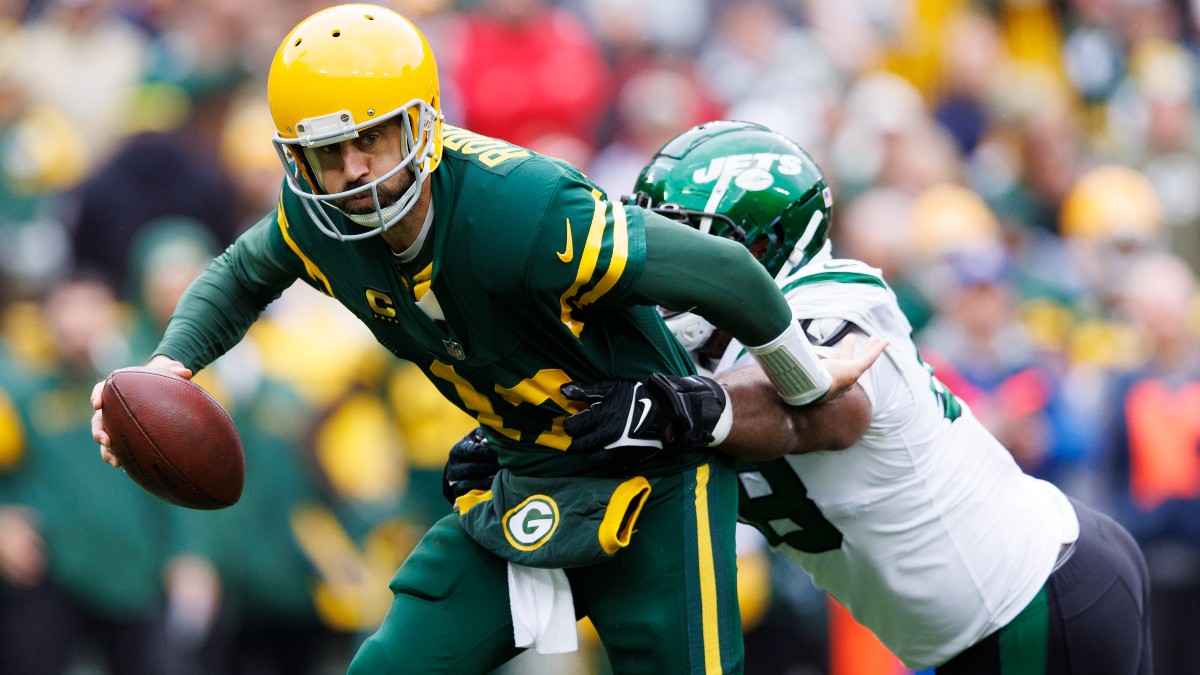 Green Bay Packers quarterback Aaron Rodgers and New York Jets defensive tackle Quinnen Williams