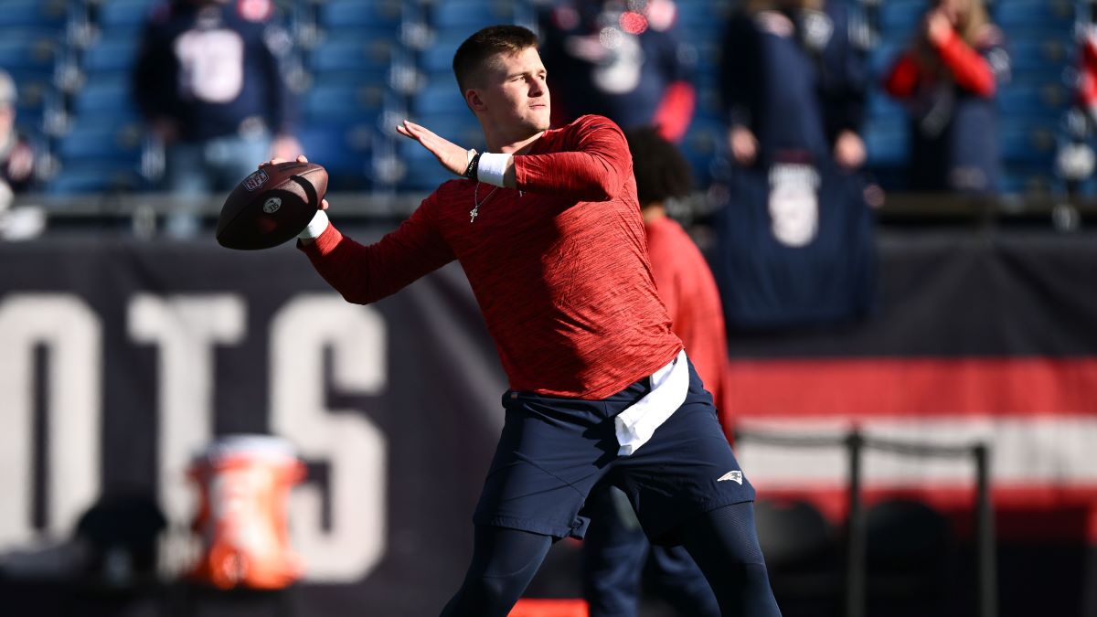 New England Patriots quarterback Bailey Zappe