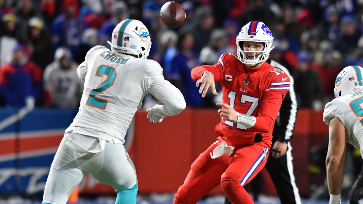 Miami Dolphins linebacker Bradley Chubb and Buffalo Bills quarterback Josh Allen