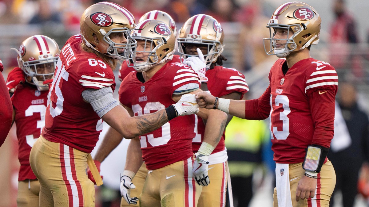 San Francisco 49ers tight end George Kittle and quarterback Brock Purdy