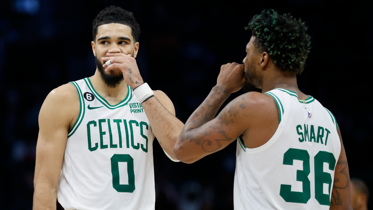 Boston Celtics forward Jayson Tatum and guard Marcus Smart