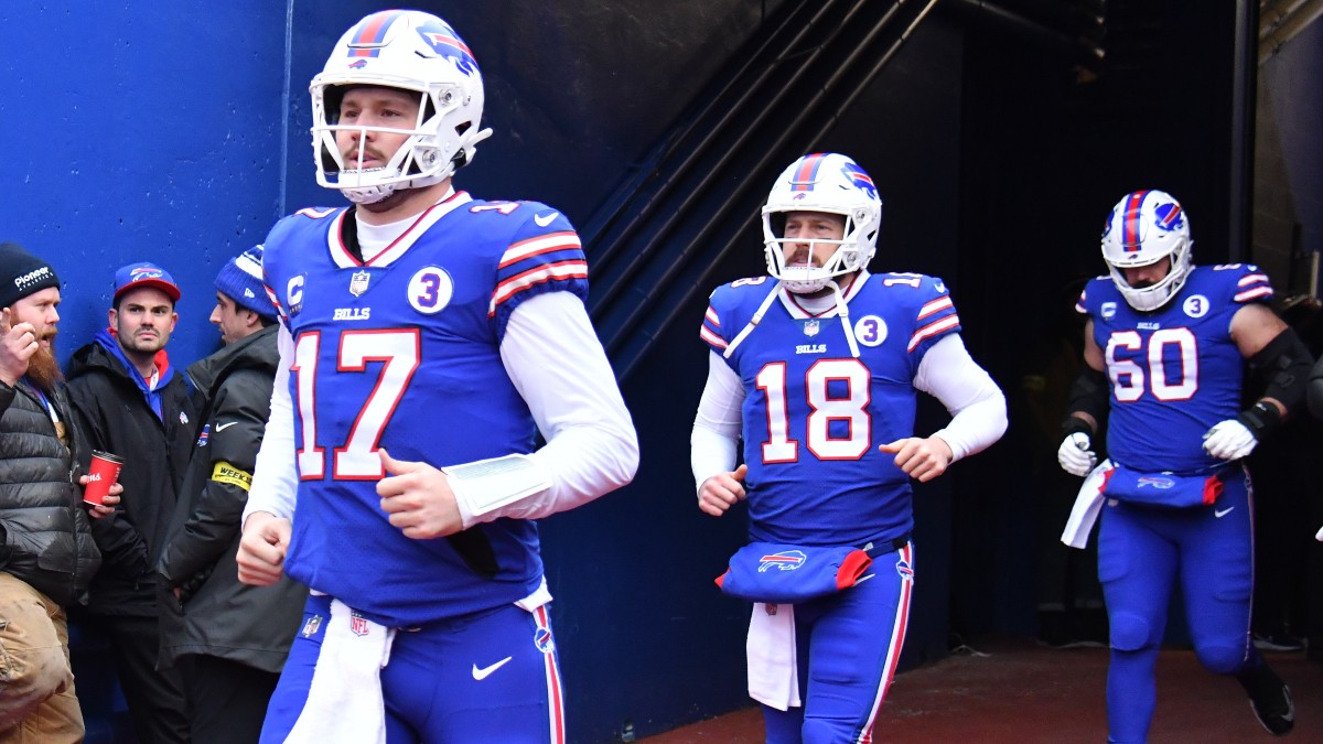 Buffalo Bills quarterbacks Josh Allen and Case Keenum