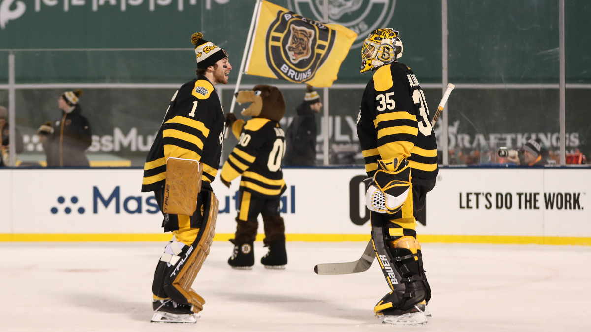 Boston Bruins goalies Jeremy Swayman and Linus Ullmark