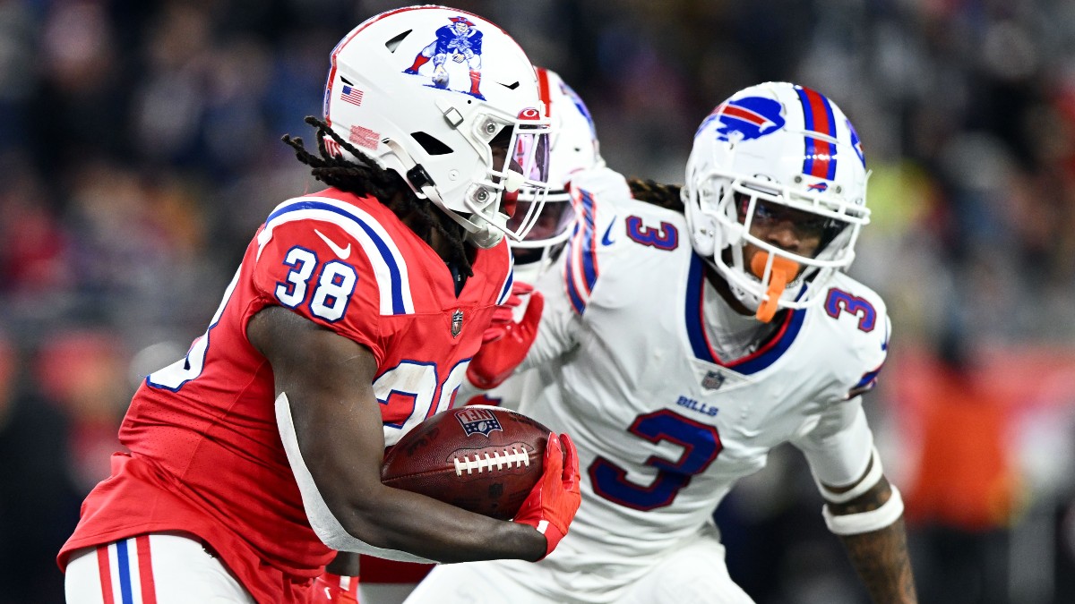 New England Patriots running back Rhamondre Stevenson and Buffalo Bills safety Damar Hamlin