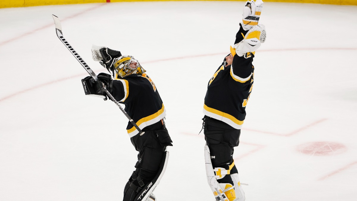 Boston Bruins goalies Jeremy Swayman and Linus Ullmark