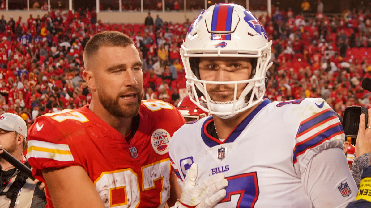 Kansas City Chiefs tight end Travis Kelce, Buffalo Bills quarterback Josh Allen