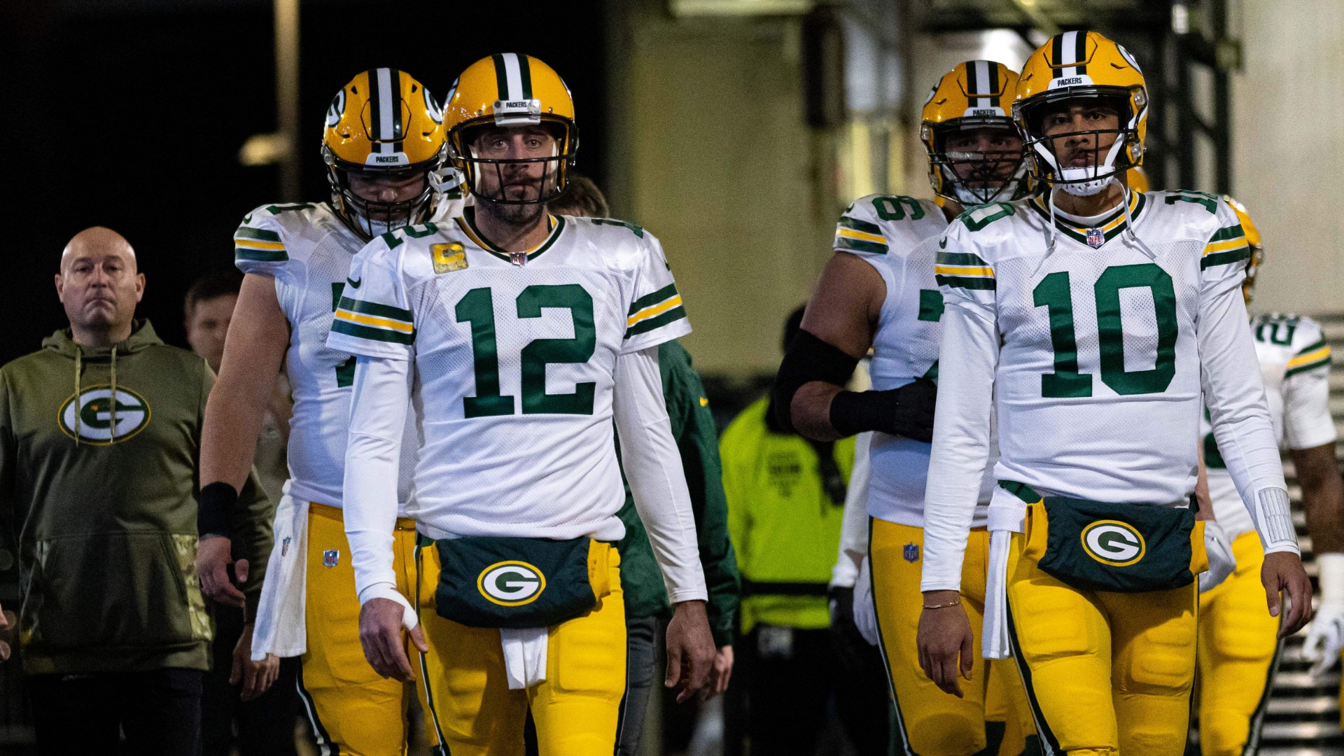 Green Bay Packers quarterback Aaron Rodgers, quarterback Jordan Love