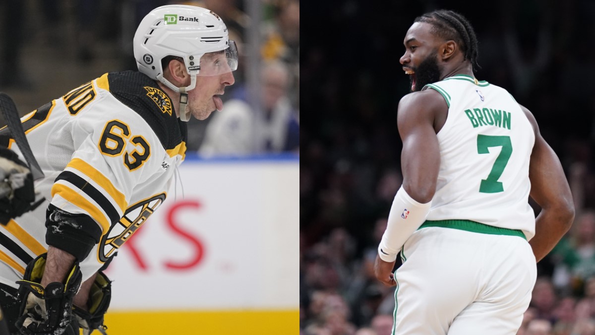 Boston Bruins winger Brad Marchand, Boston Celtics forward Jaylen Brown