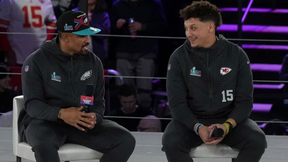 Kansas City Chiefs quarterback Patrick Mahomes and Philadelphia Eagles quarterback Jalen Hurts
