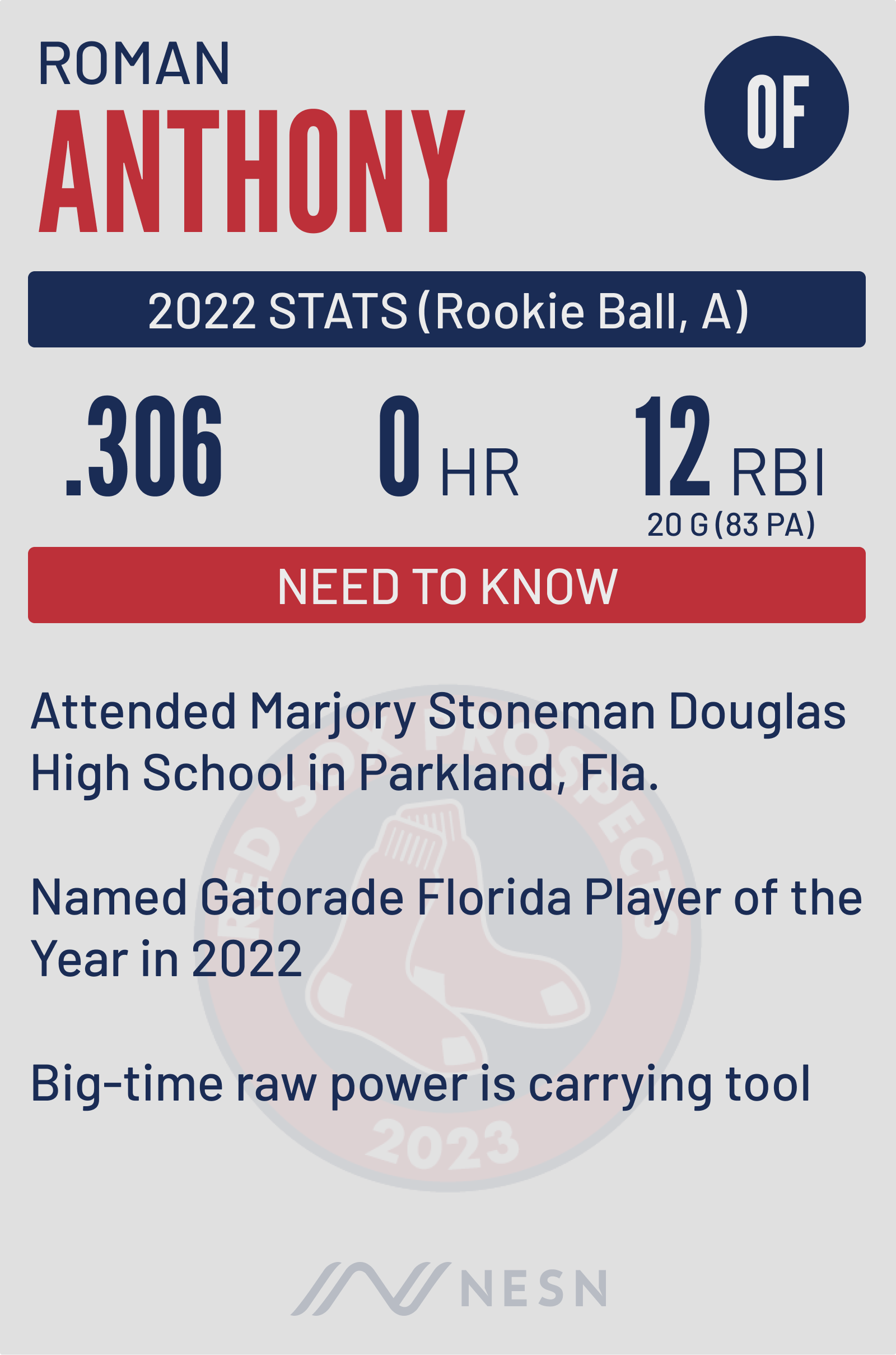 Boston Red Sox prospect Roman Anthony