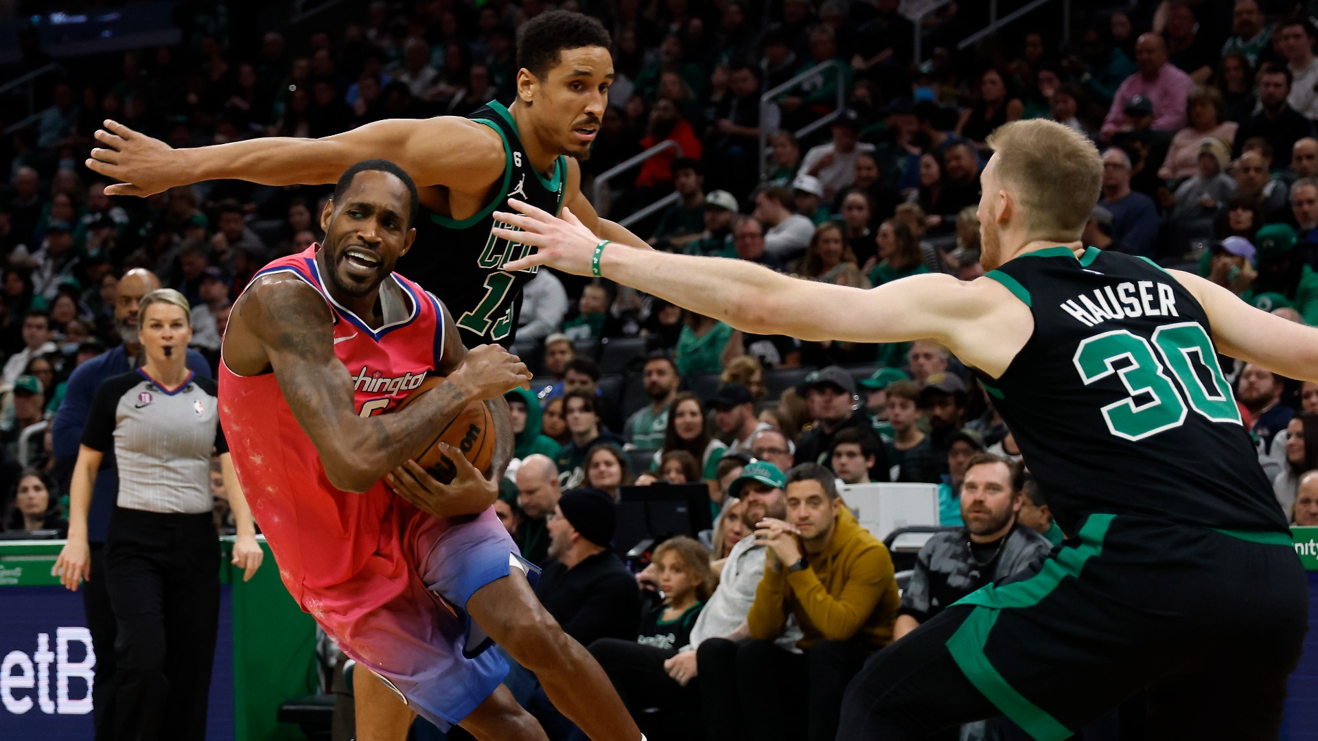 Former Washington Wizards forward Will Barton, Boston Celtics' Malcolm Brogdon, Sam Hauser