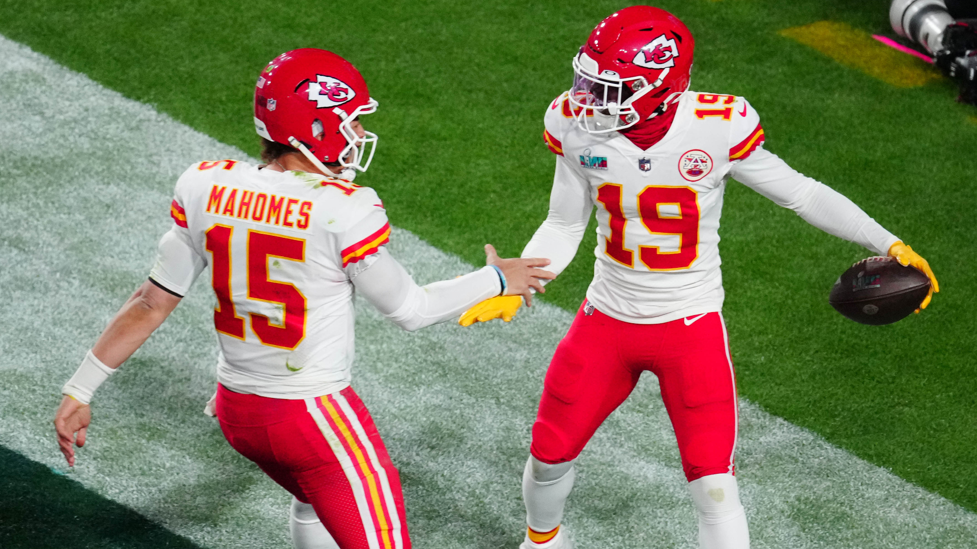 Kansas City Chiefs wide receiver Kadarius Toney, quarterback Patrick Mahomes