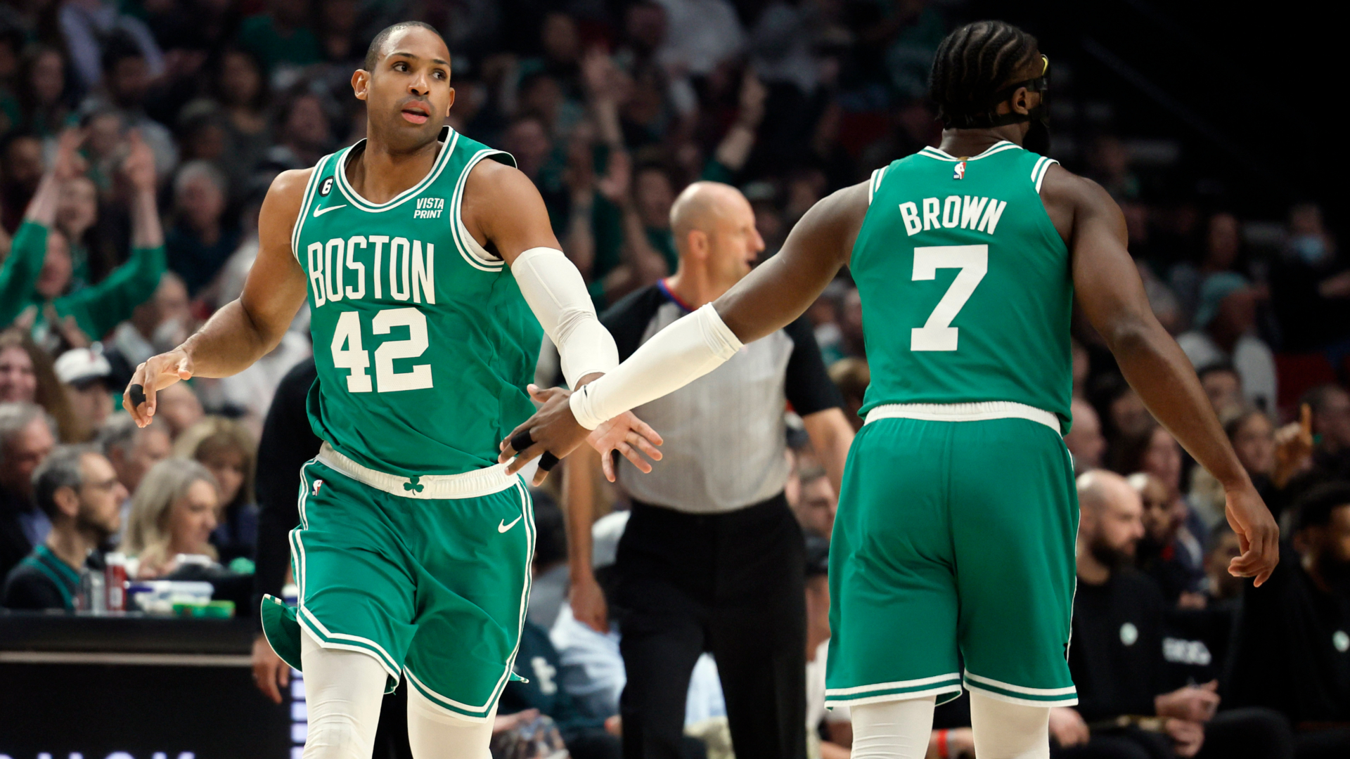 Boston Celtics forward Al Horford and guard Jaylen Brown