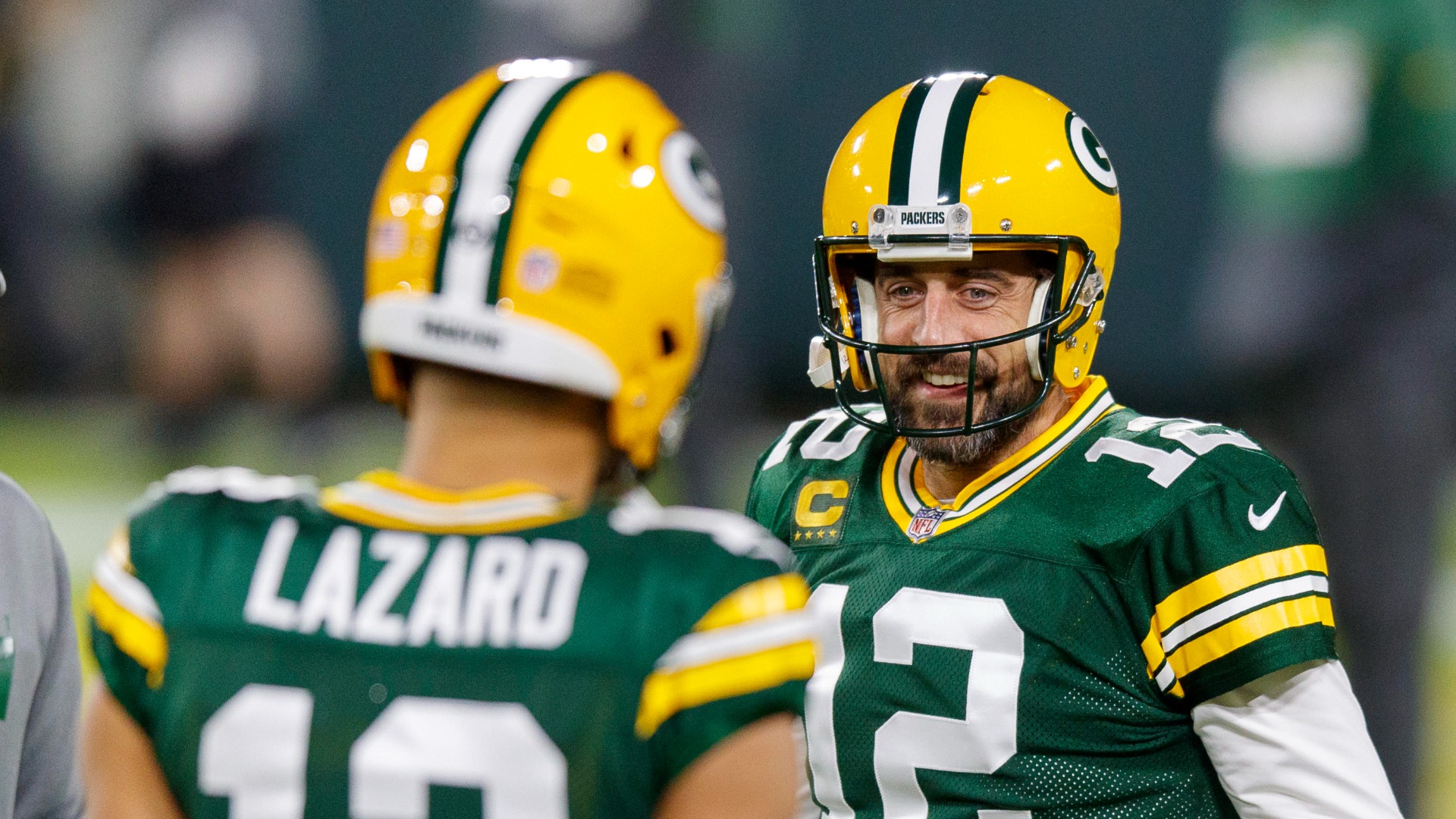 Green Bay Packers quarterback Aaron Rodgers, NFL free agent receiver Allen Lazard
