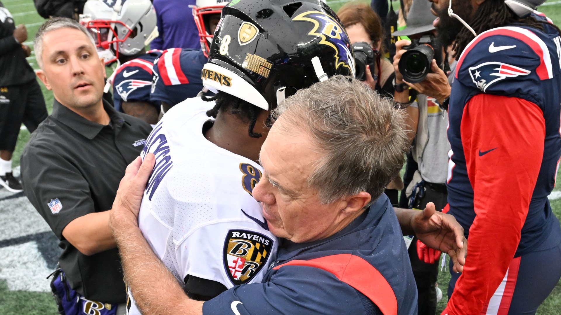Ravens quarterback Lamar Jackson, Patriots coach Bill Belichick