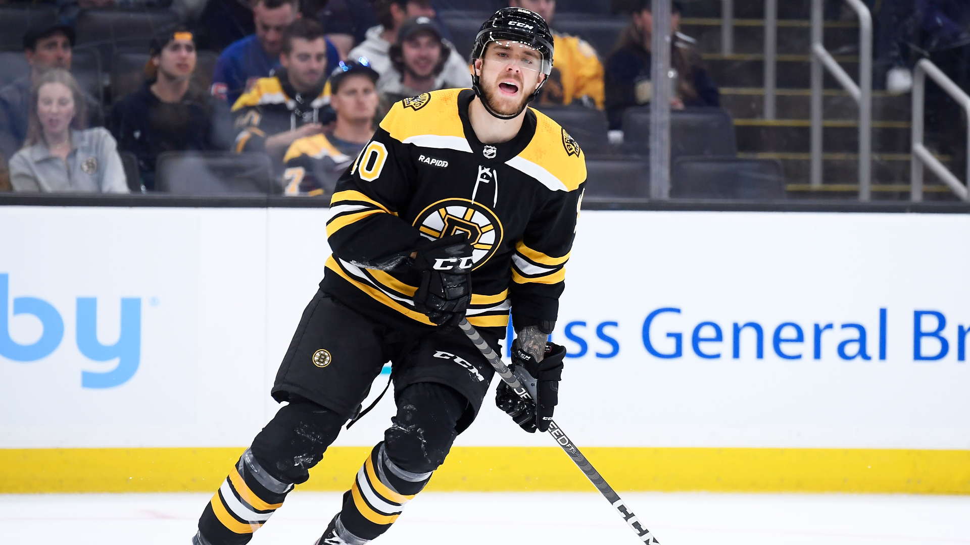 Boston Bruins left wing A.J. Greer
