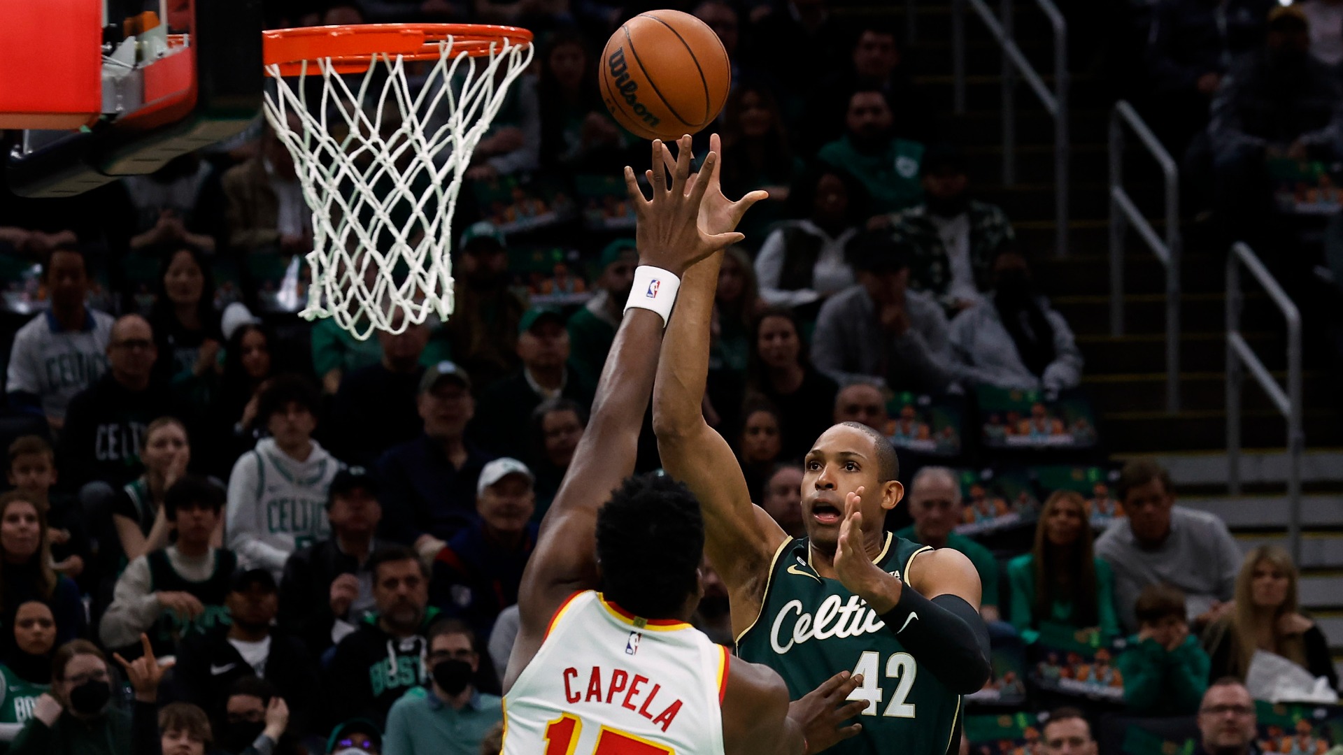 Boston Celtics center Al Horford, Atlanta Hawks center Clint Capela