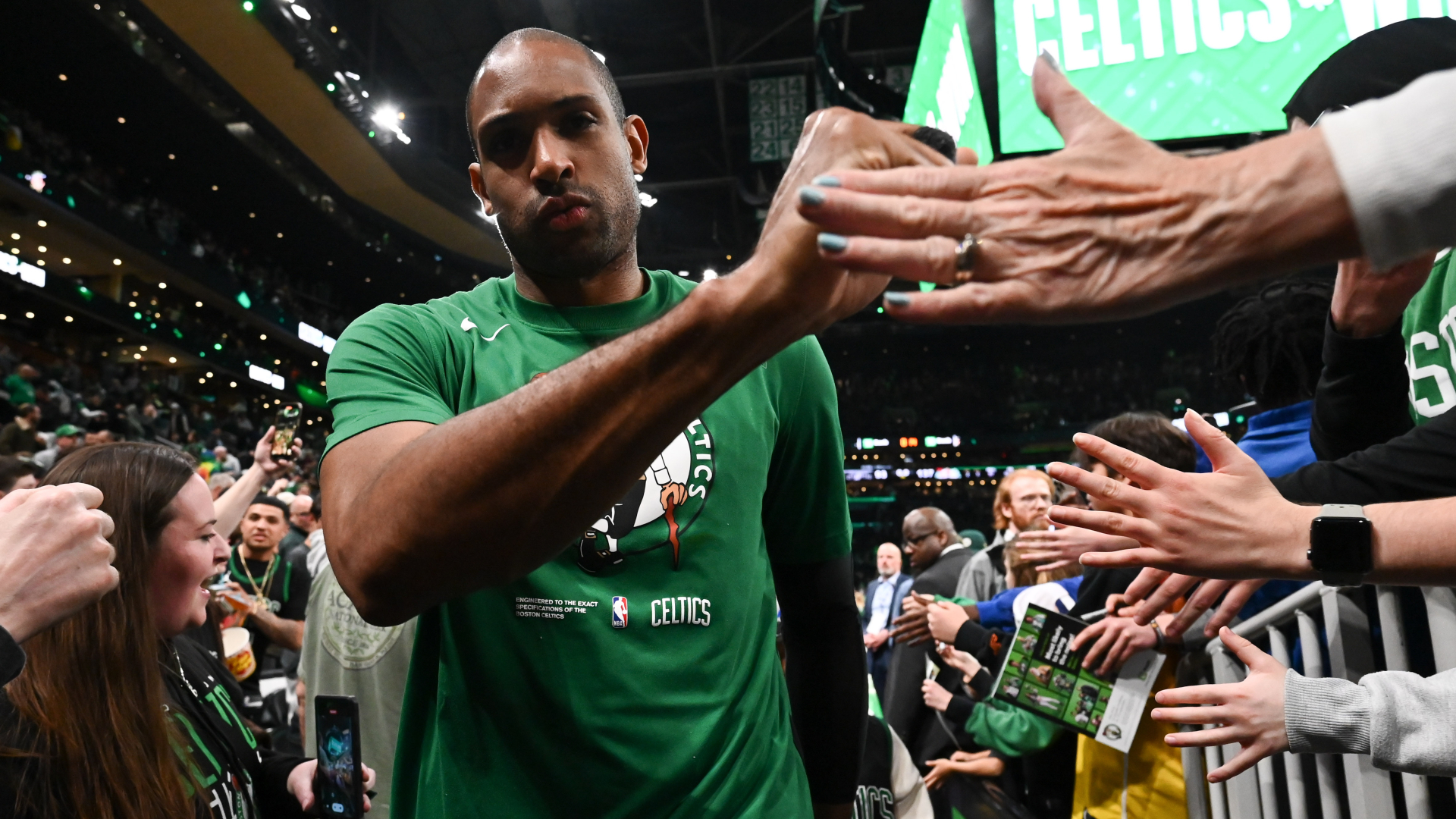 Boston Celtics forward Al Horford and Portland Trail Blazers forward Nassir Little