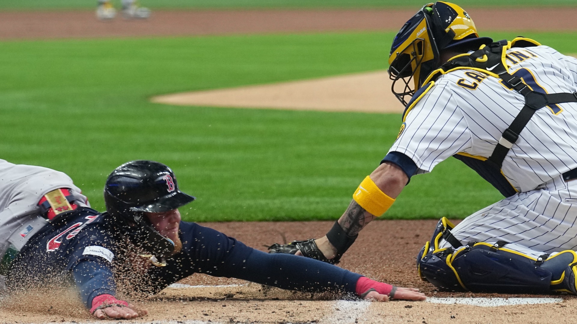 Boston Red Sox right fielder Alex Verdugo, Milwaukee Brewers catcher Victor Caratini