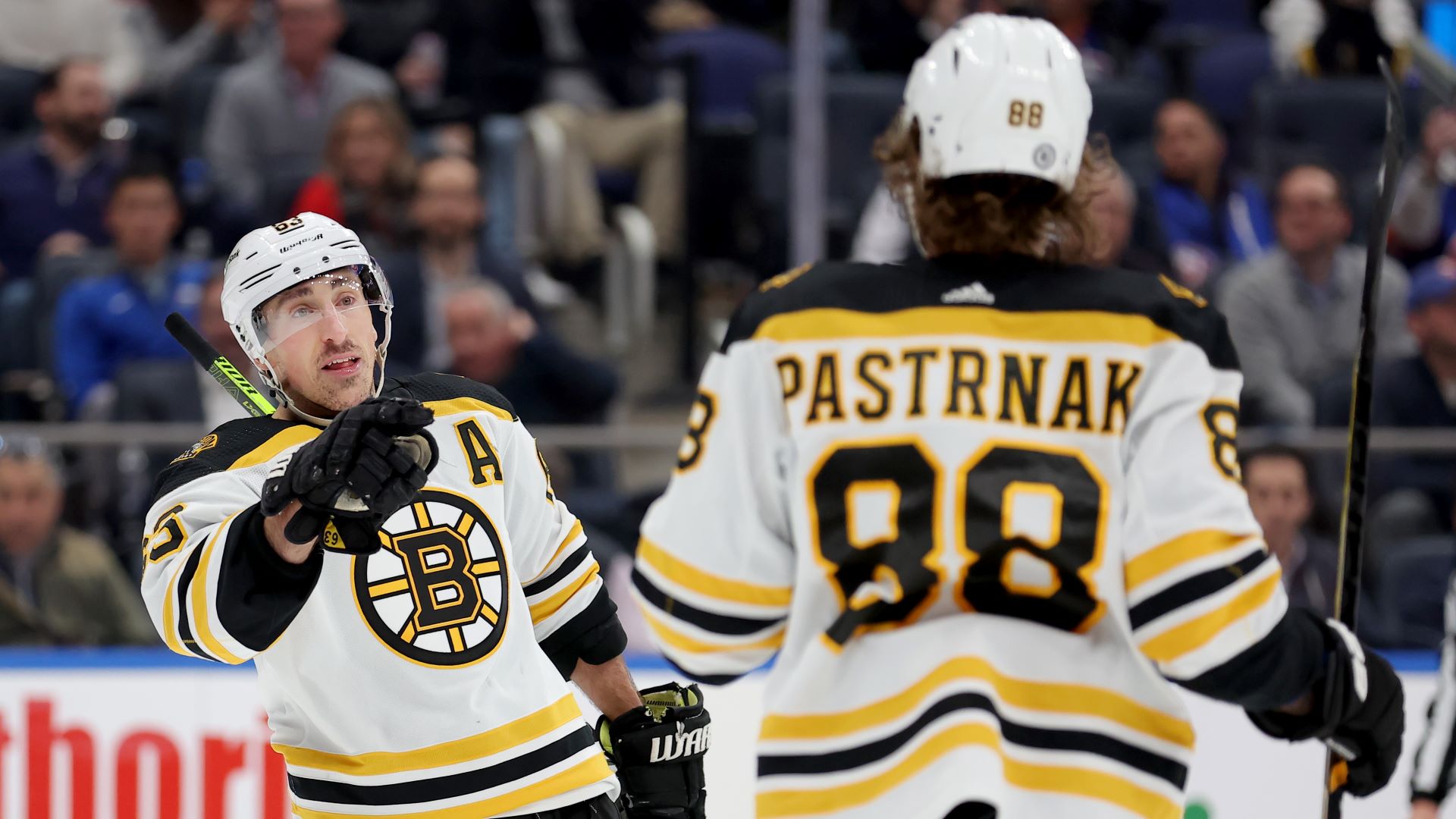Boston Bruins forwards Brad Marchand and David Pastrnak