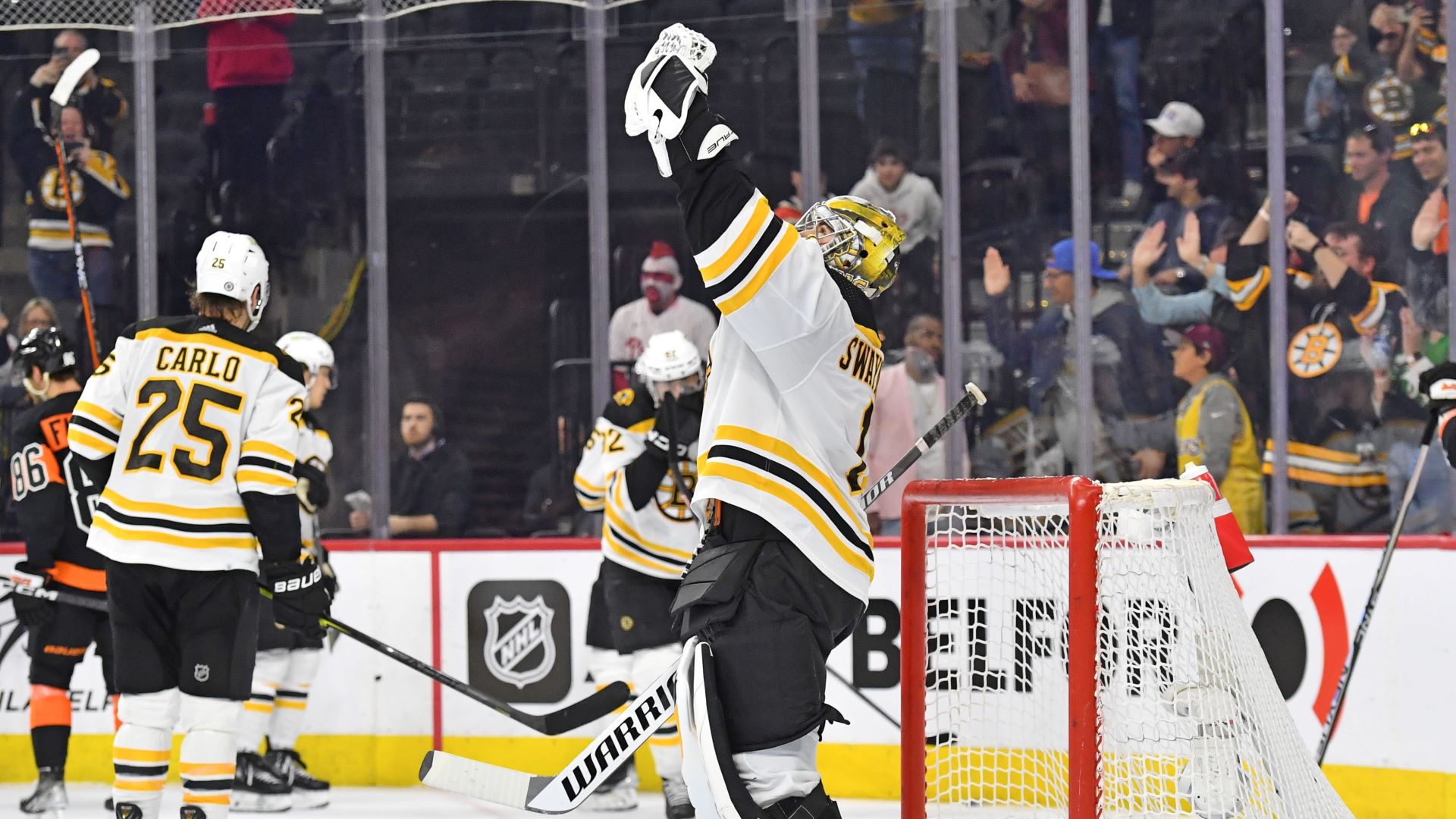 Boston Bruins goalie Jeremy Swayman
