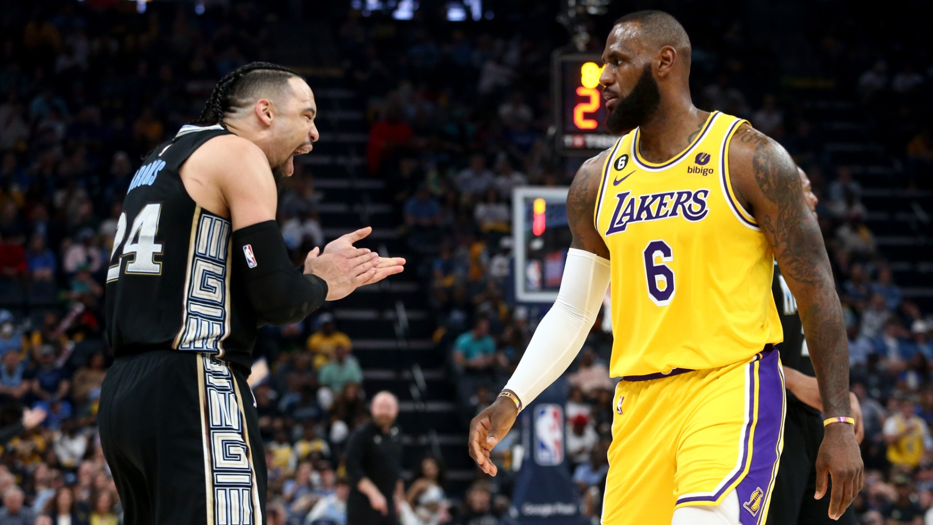 Los Angeles Lakers forward LeBron James and Memphis Grizzlies Dillon Brooks