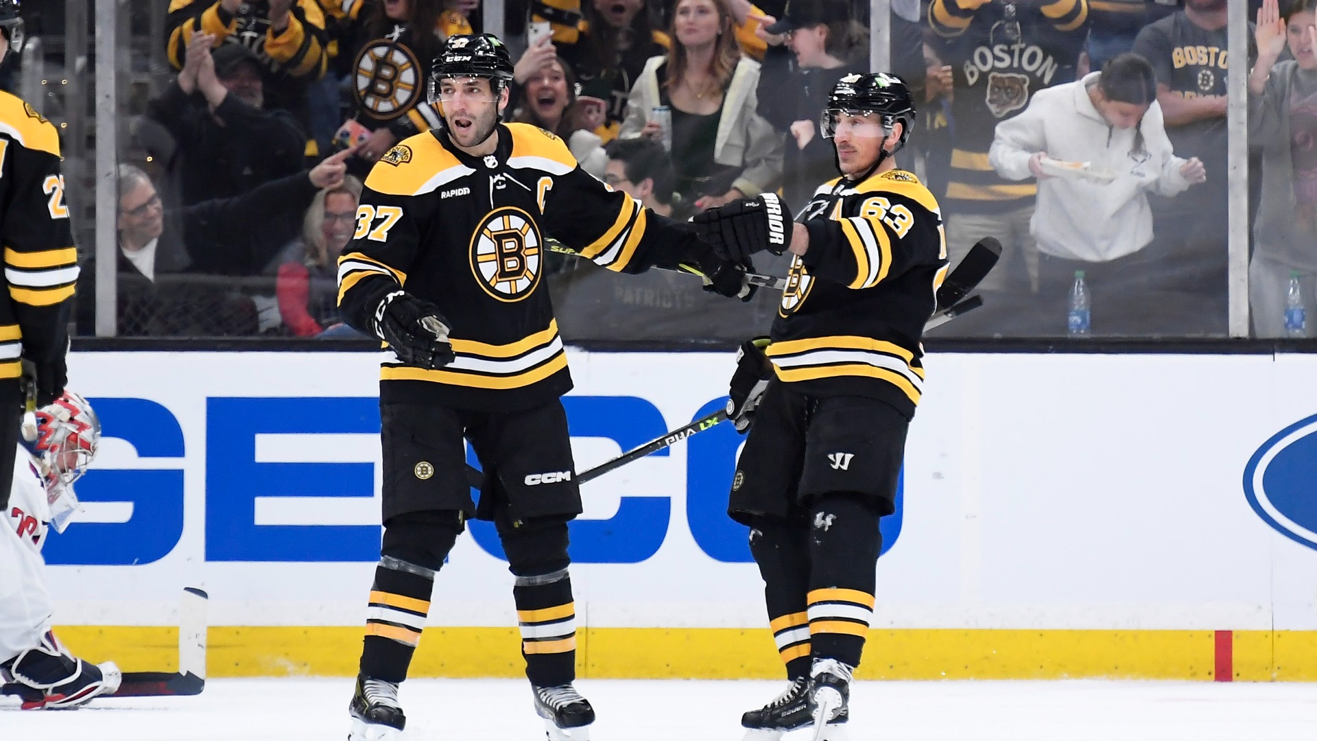 Boston Bruins left wing Brad Marchand, center Patrice Bergeron