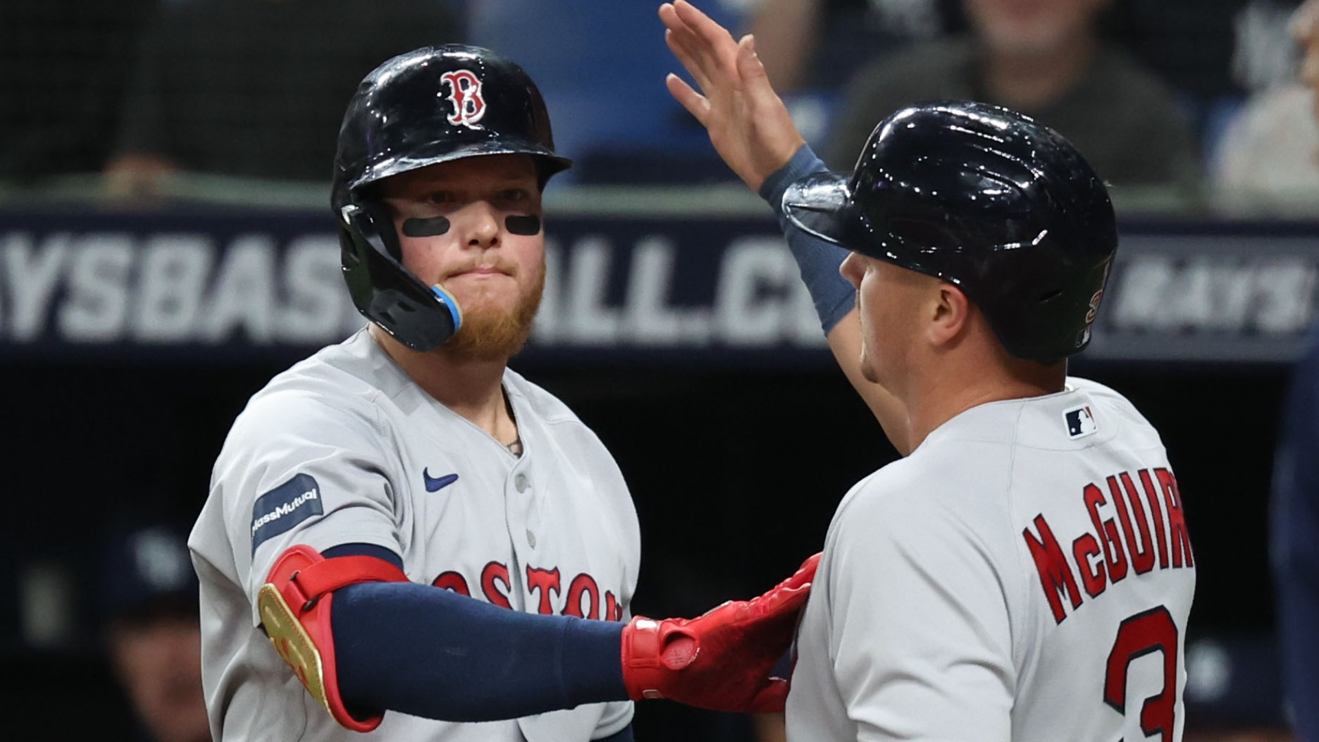 Boston Red Sox outfielder Alex Verdugo, catcher Reese McGuire
