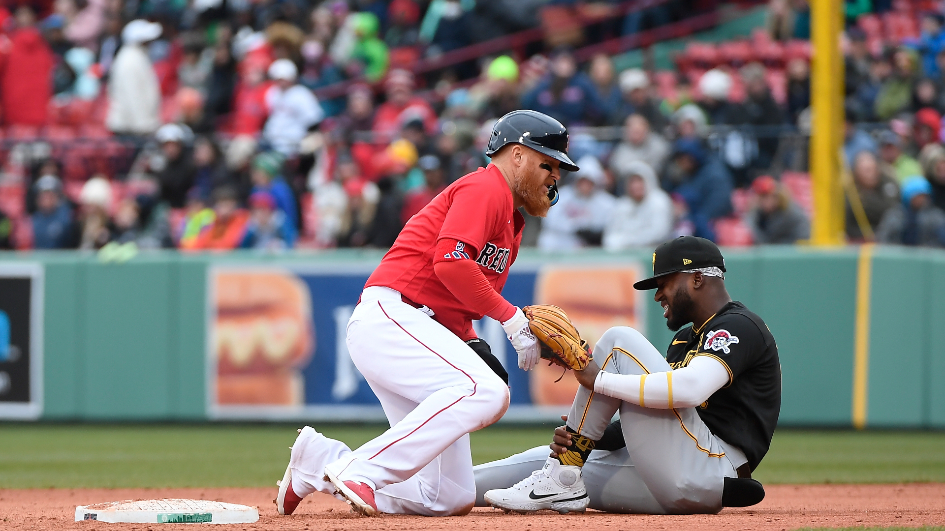 Boston Red Sox designated hitter Justin Turner, Pittsburgh Pirates second baseman Rodolfo Castro