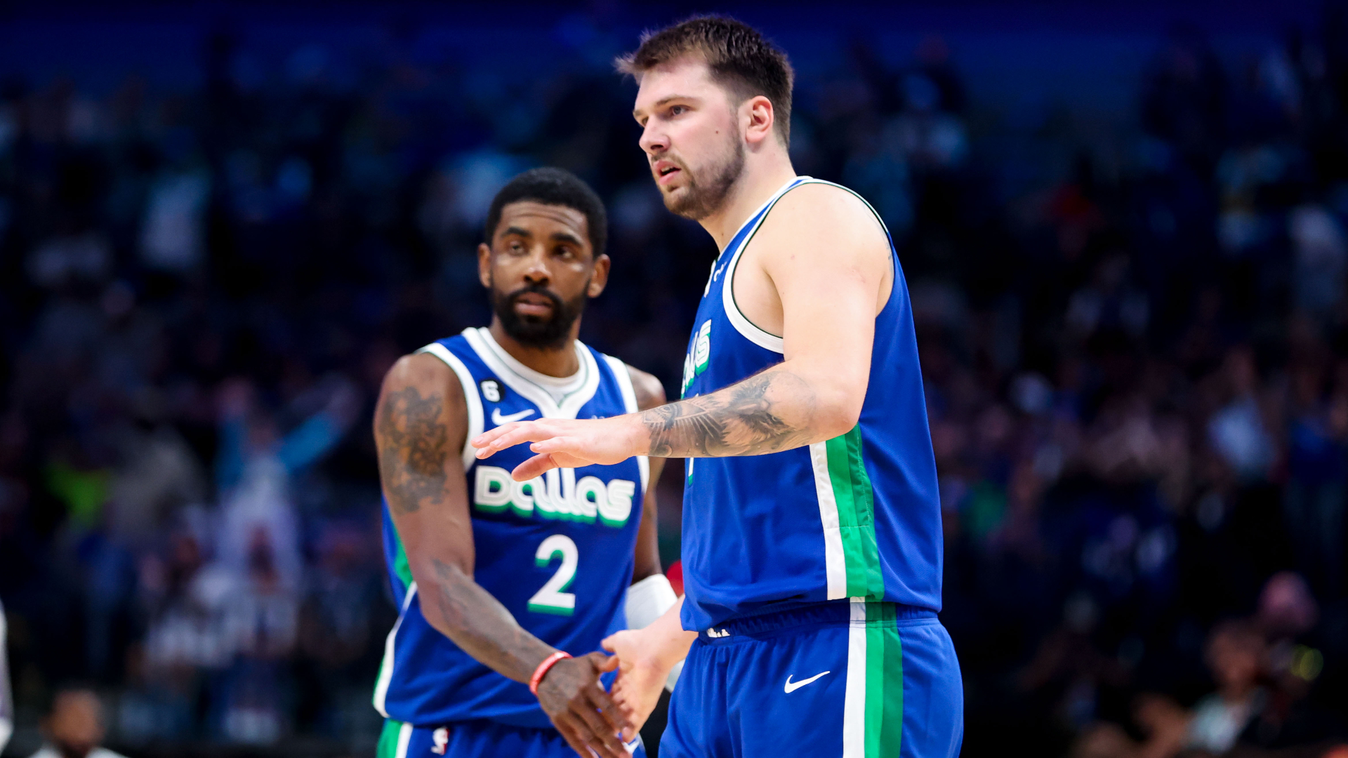 Dallas Mavericks guards Kyrie Irving, Luka Doncic