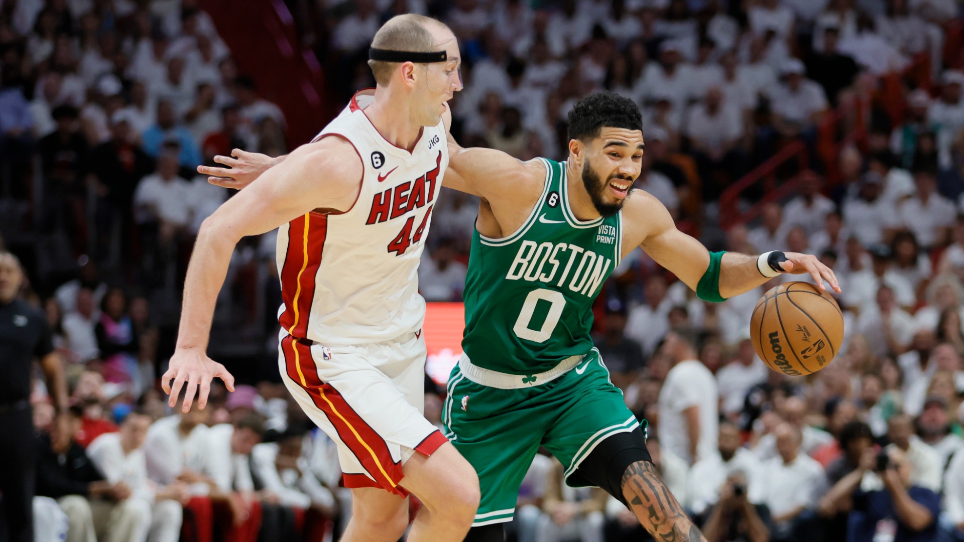 Boston Celtics forward Jayson Tatum, Miami Heat center Cody Zeller