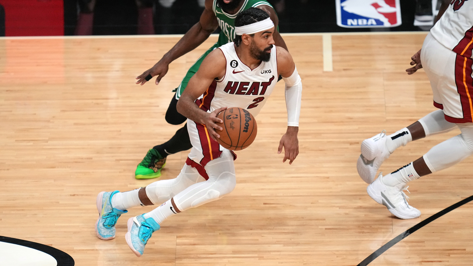 Miami Heat guard Gabe Vincent, Boston Celtics guard Marcus Smart