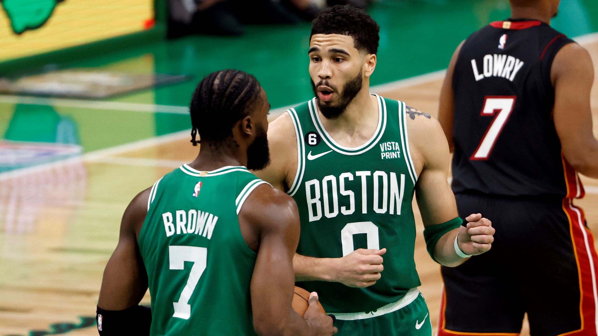 Boston Celtics guard Jaylen Brown and forward Jayson Tatum