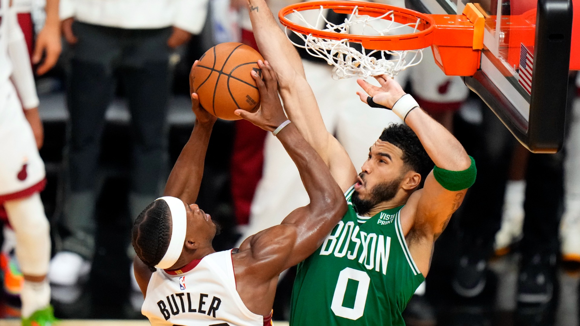 Boston Celtics forward Jayson Tatum, Miami Heat forward Jimmy Butler