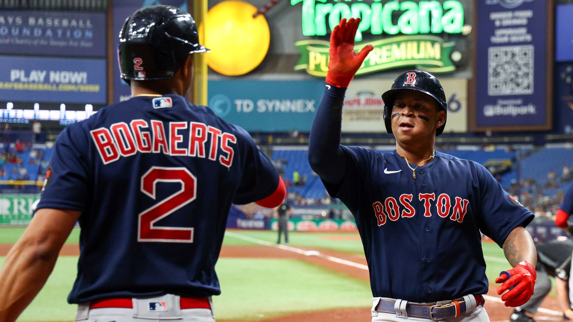 Former Boston Red Sox teammates Rafael Devers and Xander Bogaerts