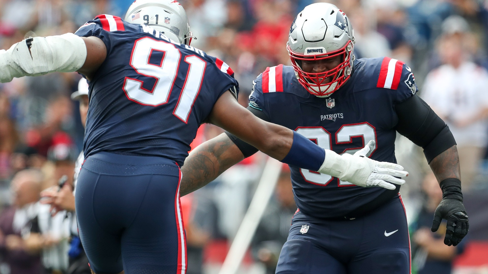 New England Patriots defensive linemen Davon Godchaux and Deatrich Wise
