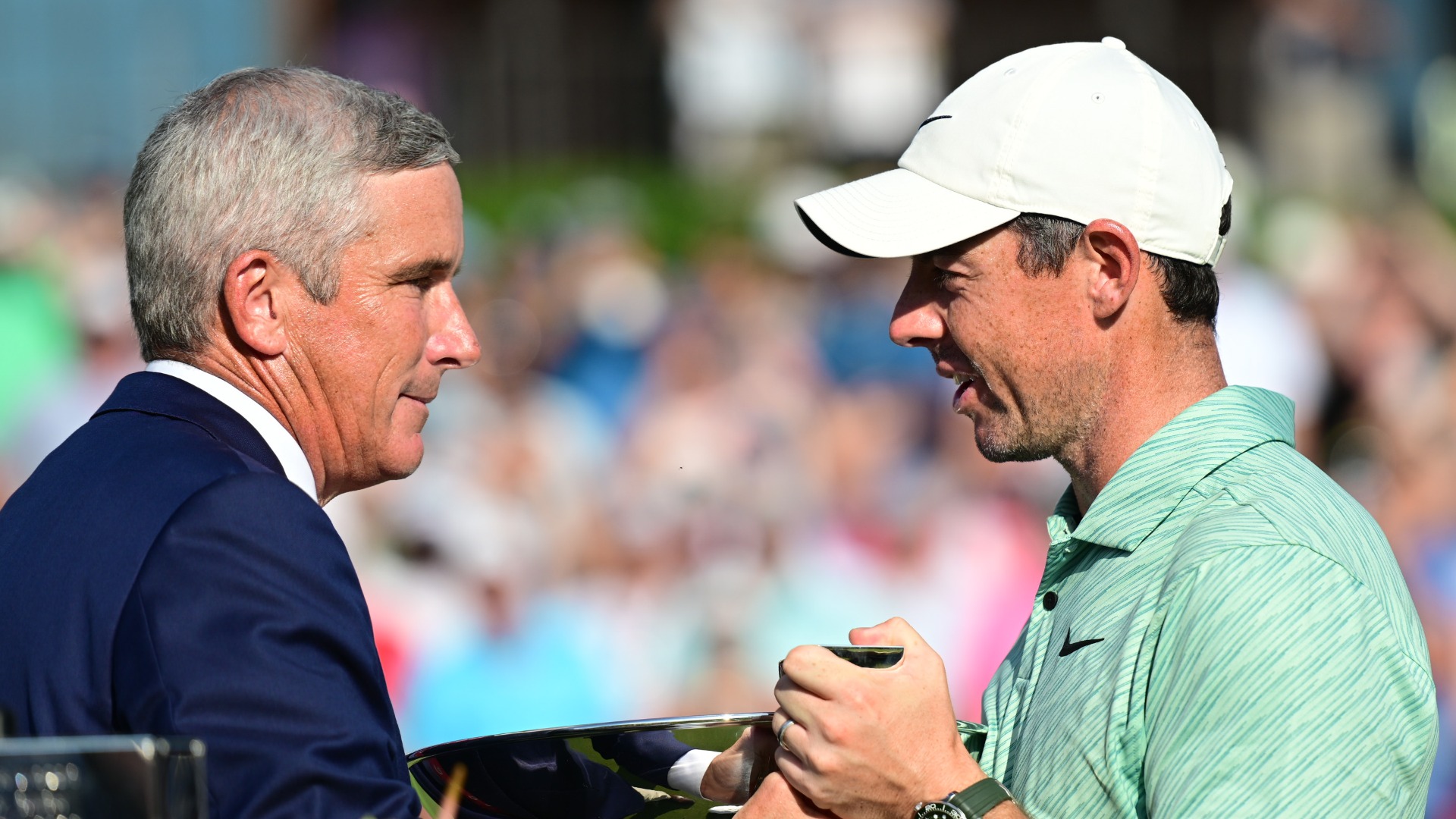 PGA Tour commissioner Jay Monahan, golfer Rory McIlroy