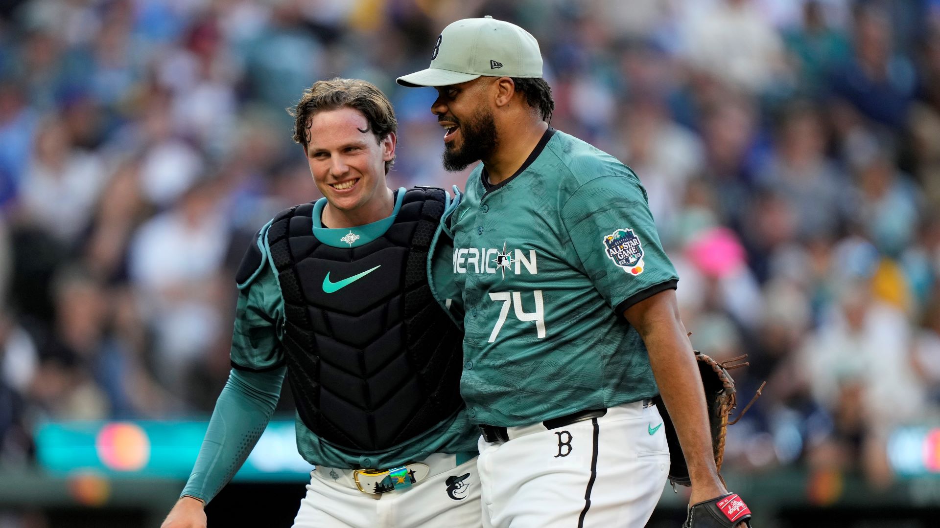 Boston Red Sox closer Kenley Jansen and Baltimore Orioles catcher Adley Rutschman