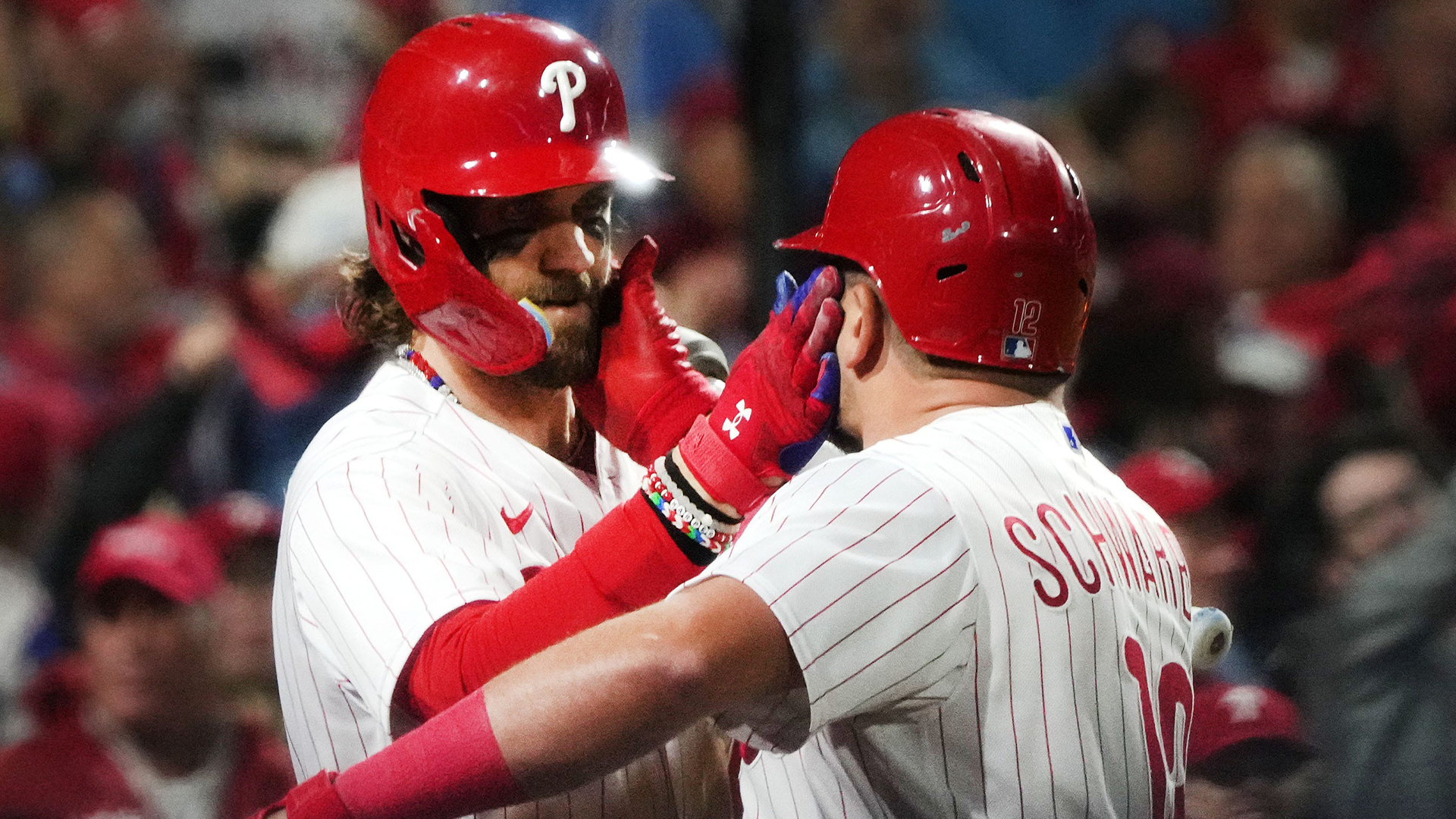 Philadelphia Phillies first baseman Bryce Harper and designated hitter Kyle Schwarber
